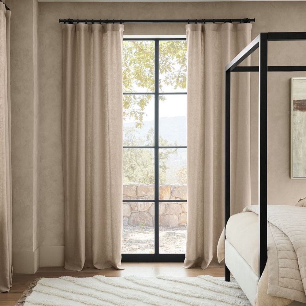 Pottery barn Belgian flax linen curtain one piece